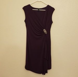 Deep Plum Colored Dress with Side Stone Accent
